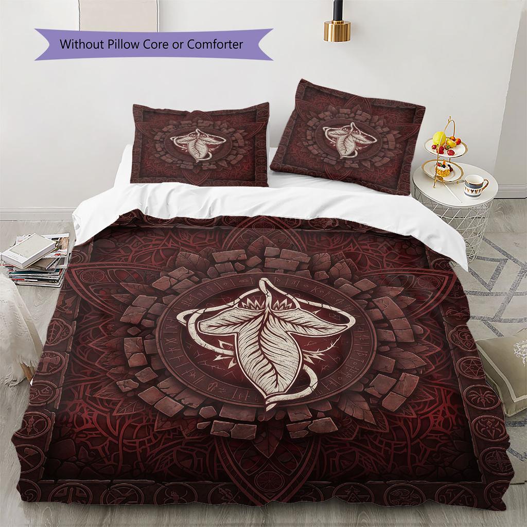 EmbossedAllianceTotem Pattern Bedding Quilt Set Quilt Cover Pillowcase Home Decoration Birthday Gift (1 * duvet cover + 2 * pillowcase, without core)