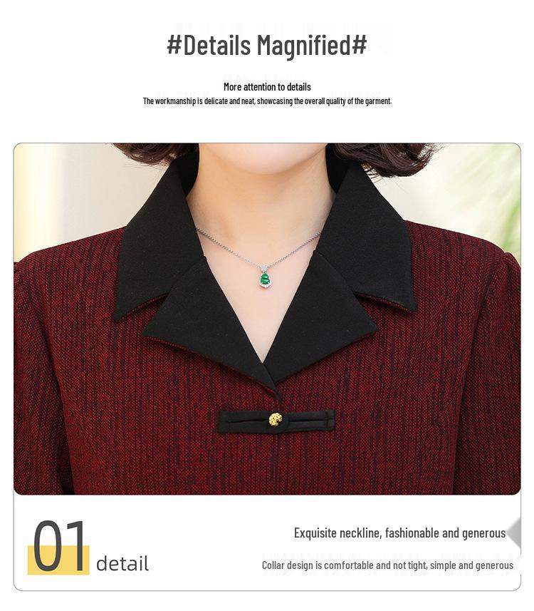 2025 Spring/Fall New Long-Sleeve Dress for Stylish Moms and Women 50+, Fake Two-Piece Design