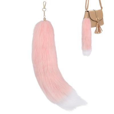 CALLARON Cute Korean 40cm Fluffy Fox Tail Keychain Pendant Bag Charm Decoration Christmas Gift