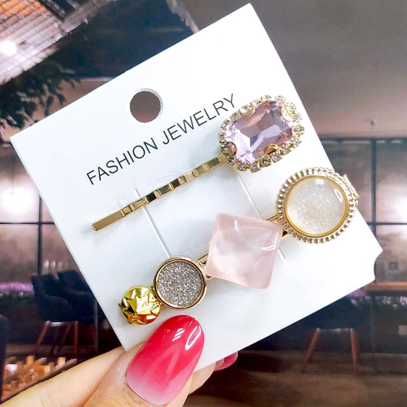 Neues Set Damen Haarspangen Schmuck Mode Kristall Haaraccessoires für Mädchen Luxus Perle Geometrische Haarspangen Nadeln Weihnachtsgeschenk