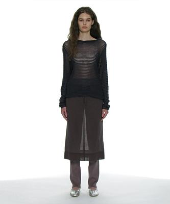 Partimento Woman Sheer Midi Skirt_Charcoal