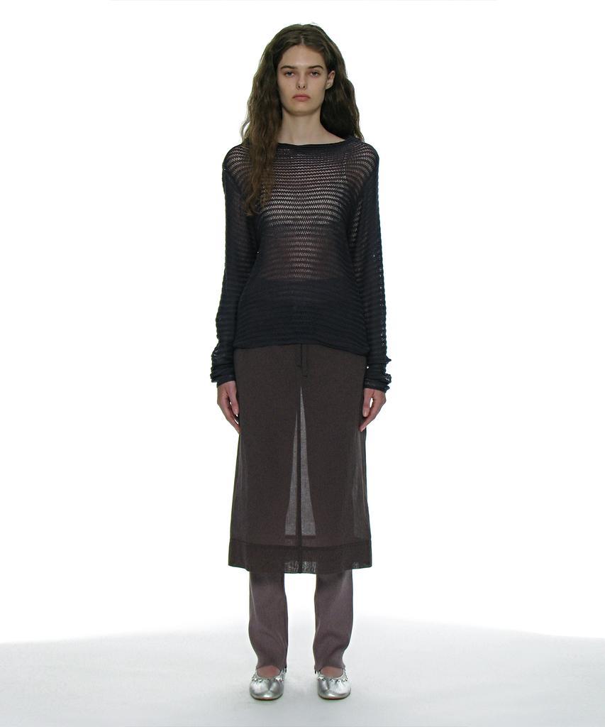 Partimento Woman Sheer Midi Skirt_Charcoal