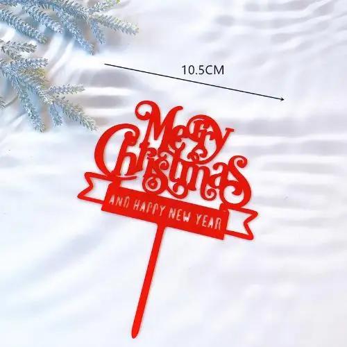 New Merry Christmas Cake Topper Baking Dessert Cake Insert Decor Cupcake Santa Claus Elk Snowman Party Decorations Cake Top