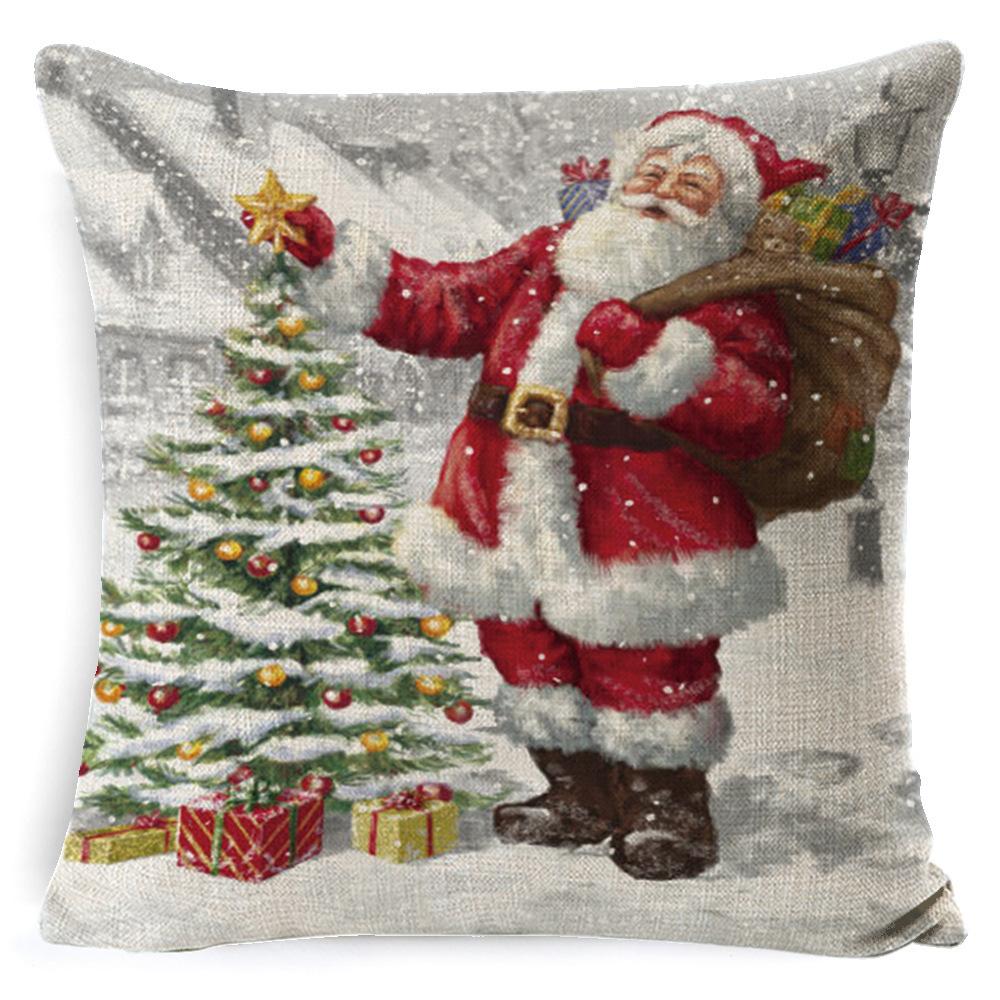 Christmas Linen Pillow Case Home Nap Lumbar Cushion Pillow Sofa Bedside Cushion Pillow Case
