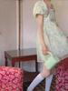 2025 Summer Women's Floral Puff Sleeve Square Neck Dress - Waist-Hugging Princess Style