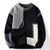 Men's Patchwork Color Block Wool Sweater - Winter Casual Loose Fit