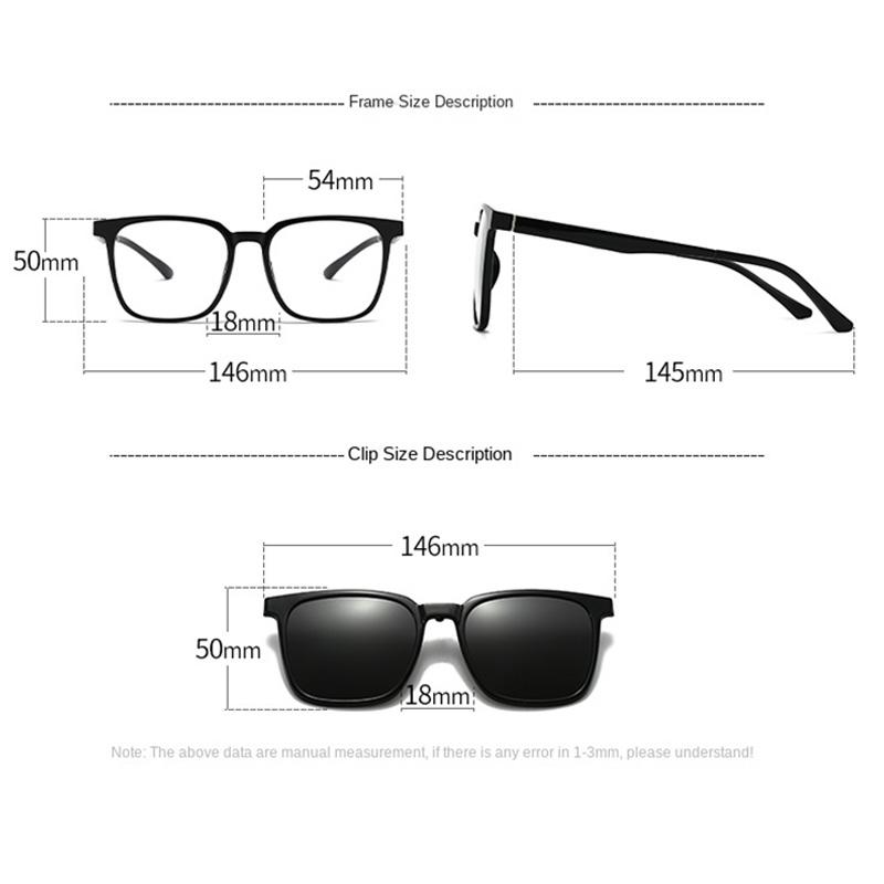 Magnetic Clip-On Polarized Sunglasses Frame-Style Sunglasses Prescription Glasses Driving Night Vision Sunglasses