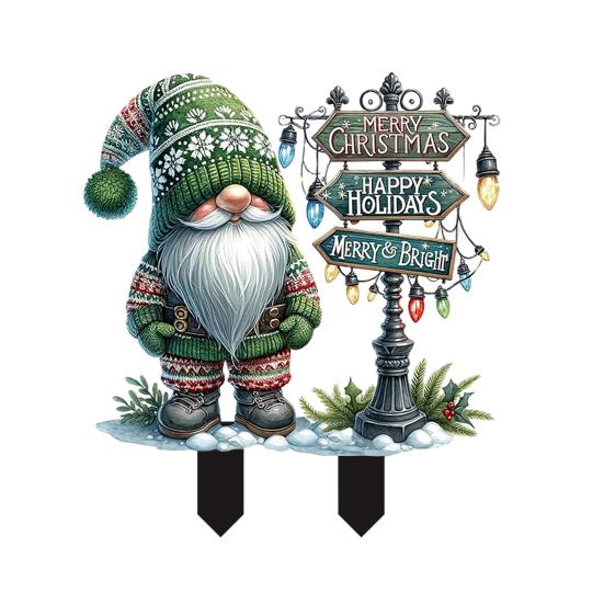Green Gnome Garden Stake Faceless Christmas Gnome Garden Sign Outdoor