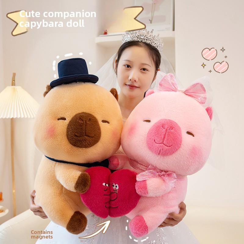 Capybara Plush Toy With Magnetic Companion Ultra Soft Stuffed For Decor Room