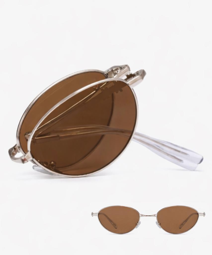 Likkeullou Rc Stainless Steel Epoca F Folder Sunglasses Brown