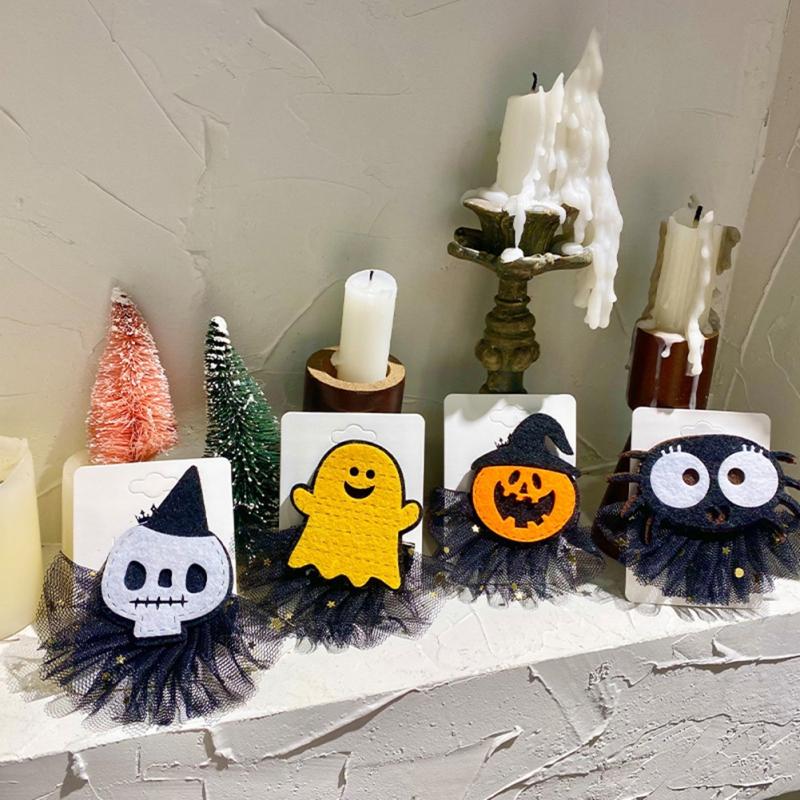 Halloweenské sponky do vlasů Dětská síťovaná sponka do vlasů Dýně Duch Pavouk Spona do vlasů Halloweenská Cosplay Dekorace Zábavné rekvizity
