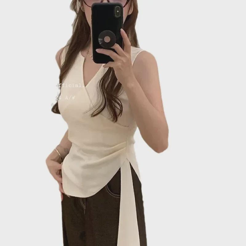 Irregular Ribbon V-Neck Camisole: Women's Chic Summer Slimming Top