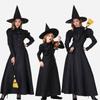 Halloween, Dzieci Dorosły Kostium Rodzinny Czarna Długa Sukienka Czarownicy Czarodziej z Oz Kostium Sceniczny