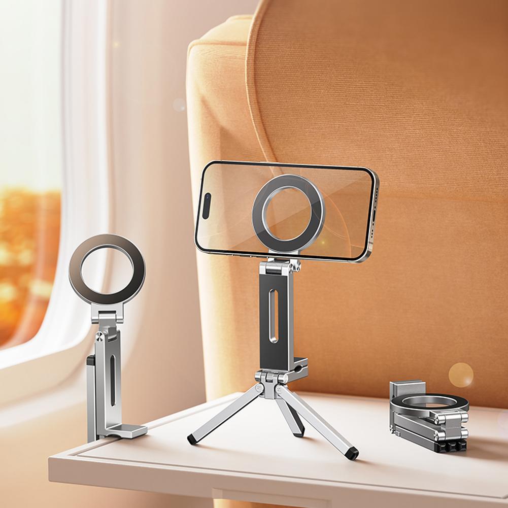 For Magsafe Airplane Phone Holder Foldable Tripod Portable Magnetic Phone Holder Travel Phone Stand for iPhone 16 15 14 13