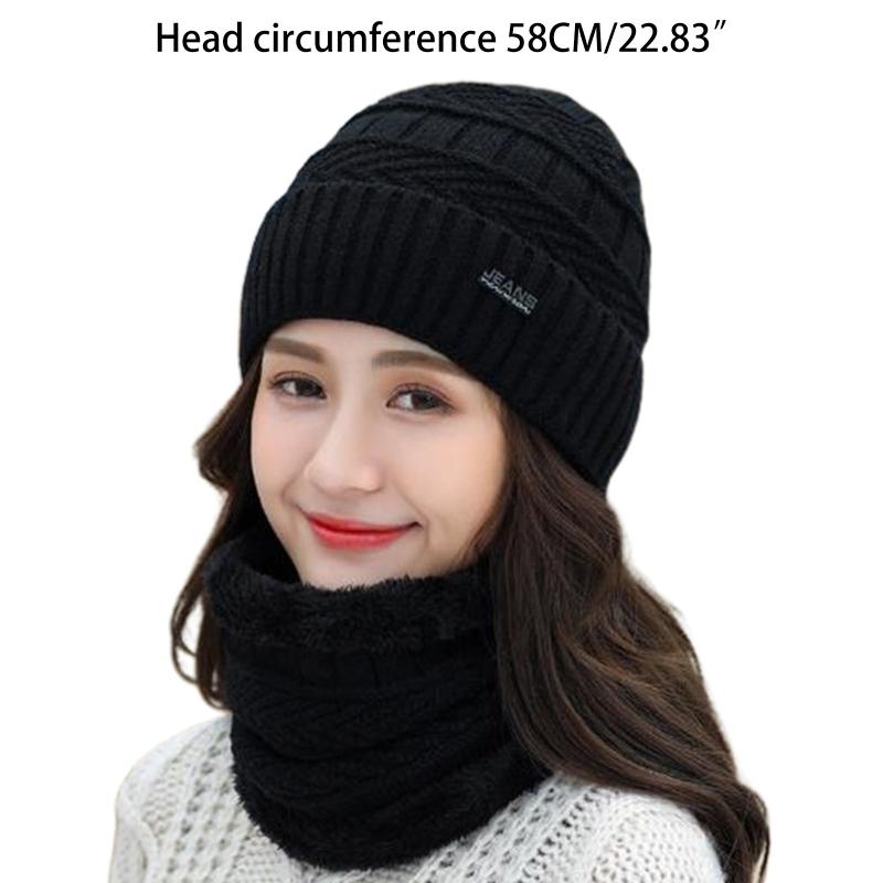 Beanie Scarf Set Men Women Winter Caps Cover Ears Winter Skullies Hat Wool Beanies Knitted Hat Scarf With Lining