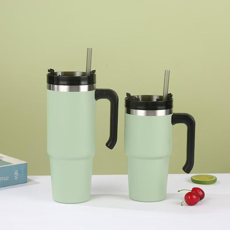 Insulated 20oz/30oz Stainless Steel Cup with Handle and Straw – Perfect Business Gift