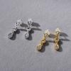 Personalized Geometric Water Drop-Shaped Inlaid Zircon Stud Earrings, Niche Light Luxury Fashion Copper-Plated 18K Gold Earrings.