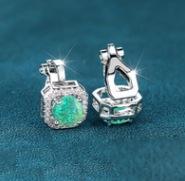 Wish platinum super flash square full of diamonds and large zircon ear clips, simple and small temperament