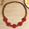 Necklace Sweater Chain Bangle Hand Rope Simple Wooden Beaded Jewelry Set  Girl