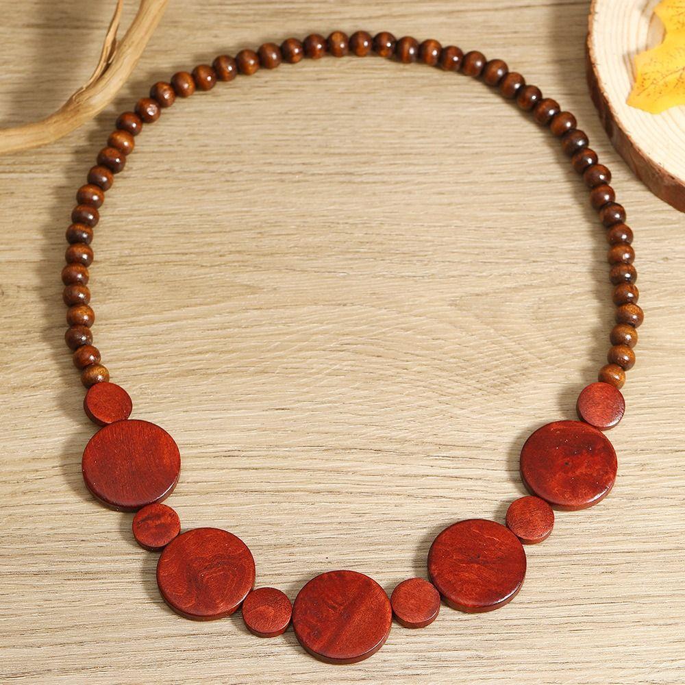 Necklace Sweater Chain Bangle Hand Rope Simple Wooden Beaded Jewelry Set  Girl