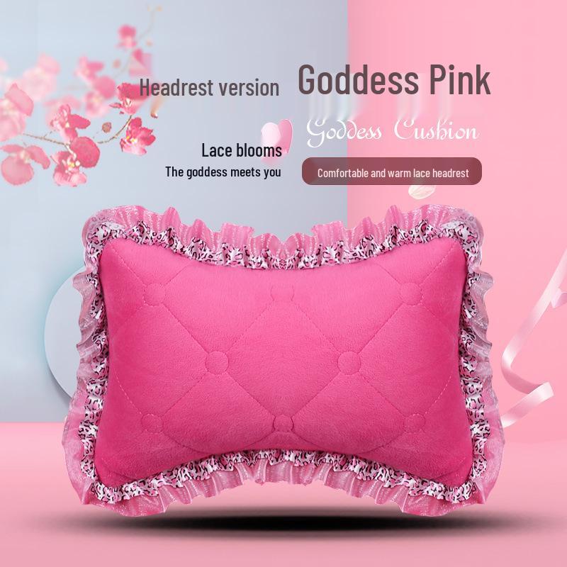 Uniwersalna antypoślizgowa pluszowa poduszka na fotel samochodowy z koronkowym wykończeniem na jesień i zimę