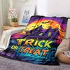 1pc Trick or Treat Blanket, Lightweight Flannel Fleece with Digital Printing, Soft Warm for Sofa, Travel, Camping, Office, Couch, Chair, and Bed, All-