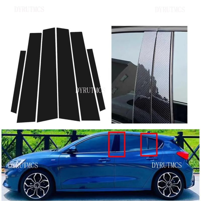 Silvery Carbon Glossy Black Pillar Posts Fit For For Ford Focus 4 MK4 Active 2019-2023 2020 Window Door Column B C Sticker Cover