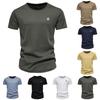 Casual Embroidery T-shirt Men's Round Neck Solid Color Sports Basic Bottom Shirt