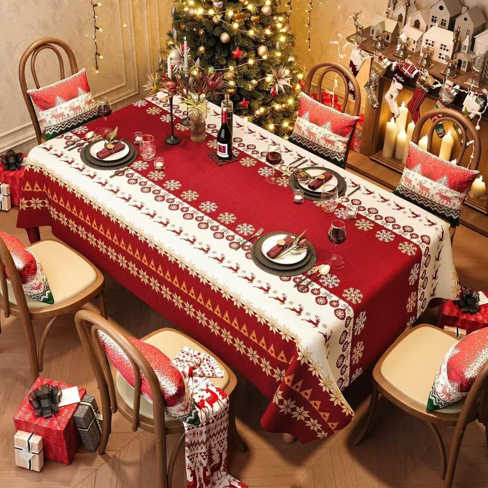 

Праздничная рождественская скатерть для обеденного стола, праздничный декор, тематическое покрытие для домашней вечеринки 80*120