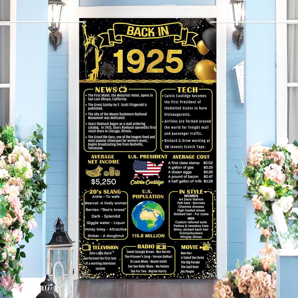 50th Birthday Door Banner - Back In 1975 Door Decor - 50 Years Ago Anniversary Door Cover - Vintage 1975 Birthday Backdrop Door Porch Party