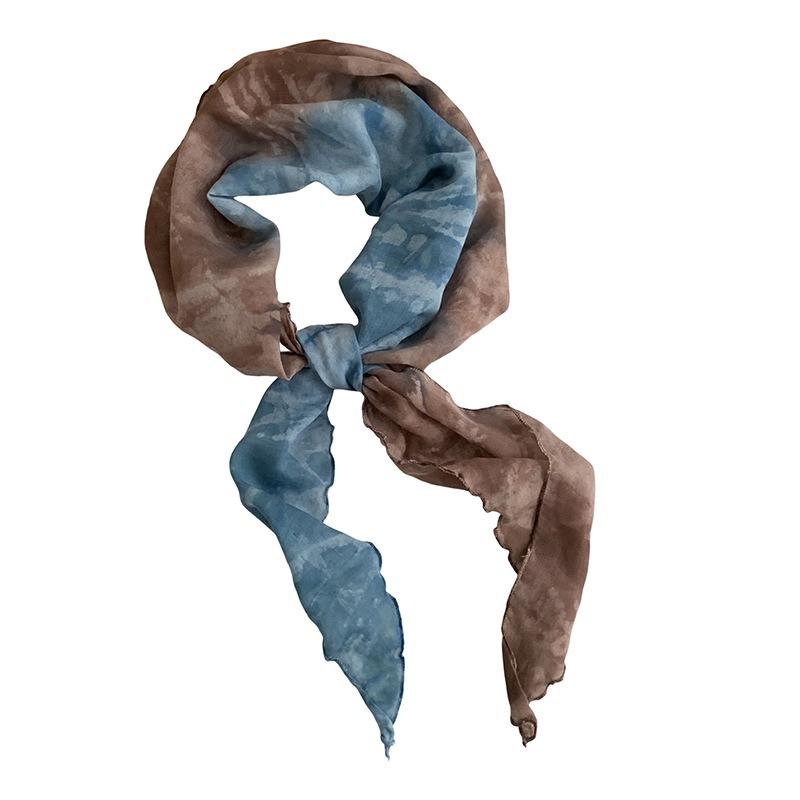 Triangle scarf headband retro tie-dye silk scarf high-end thin scarf scarf shawl multi-purpose waist tie