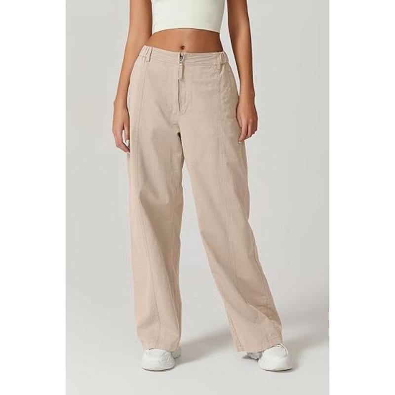Womens High Waist Loose Straight Leg Casual Street Style Pocket Pants