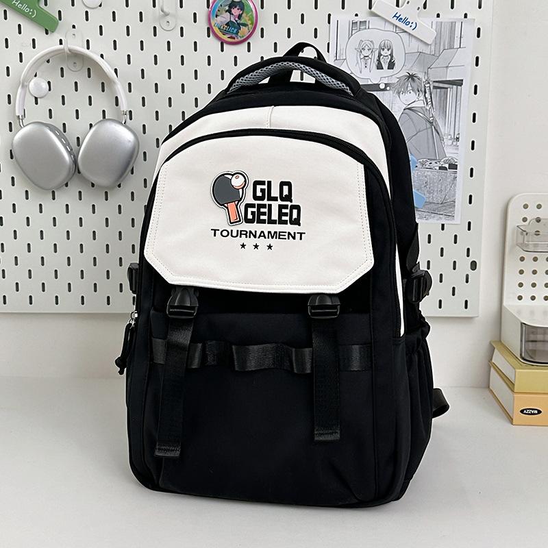 

High-value niche contrasting color splicing backpack couple casual simple large-capacity backpack