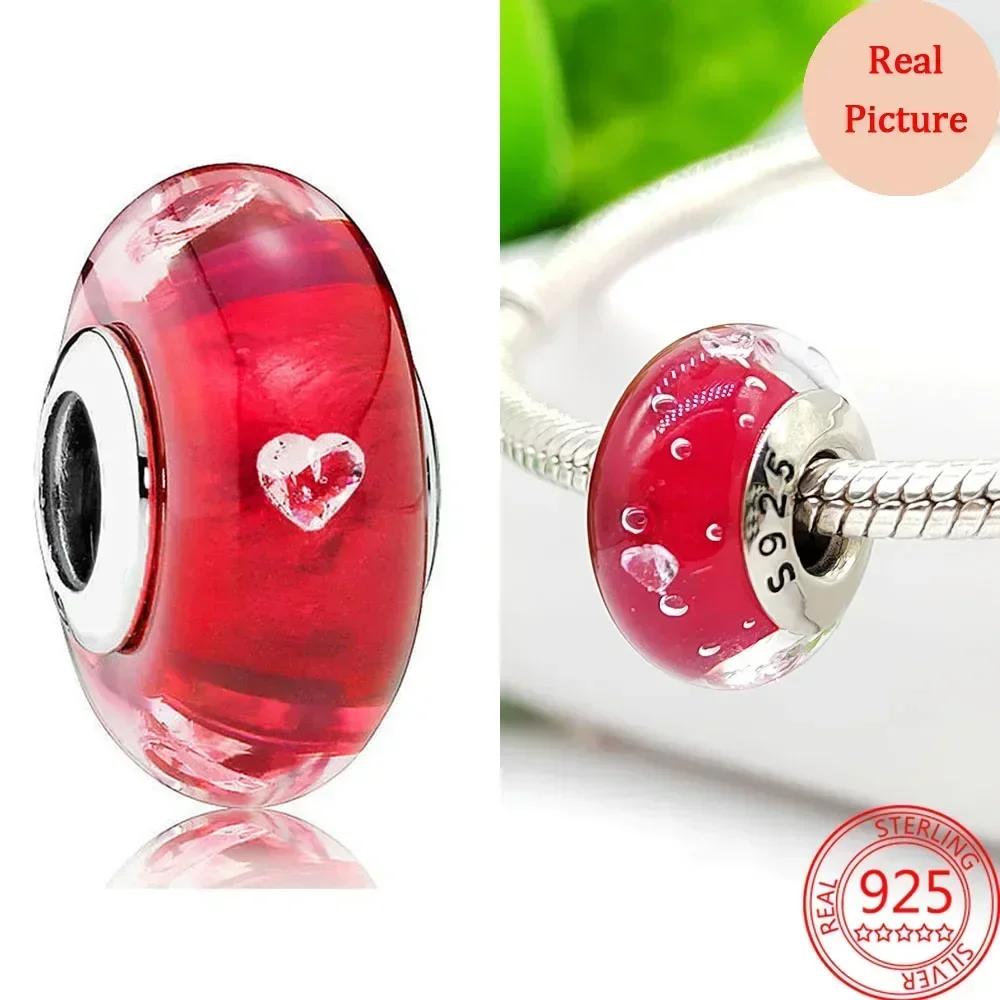 Colorful Murano Glass Beads Glass Ripple Charm Wavy Glass Bead Charms Fit Brand Bracelets Women Copper Jewelry Gift