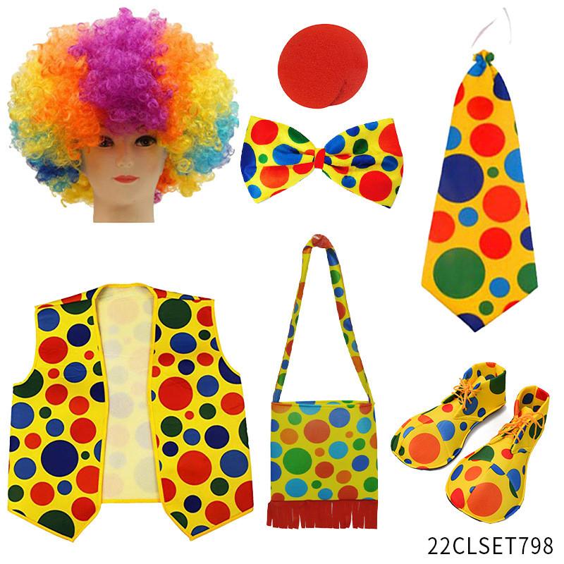 Roleplay Joker Outfit With Clown Nose And Wig Set For Cosplay Costume Events