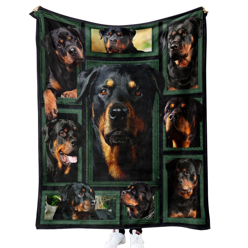 German Shepherd Blanket Dog Lover Gift Fleece Throw Soft Cozy Pet Photo Collage Home Decor Animal Art Bedding Cover