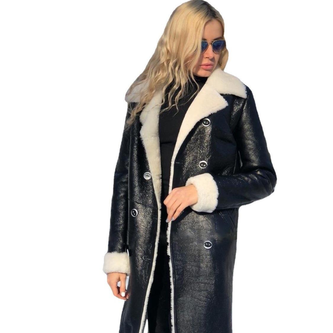 

Женское ПУ меховое интегрированное модное пальто зимнее длинное тонкое женское пальто 5XL