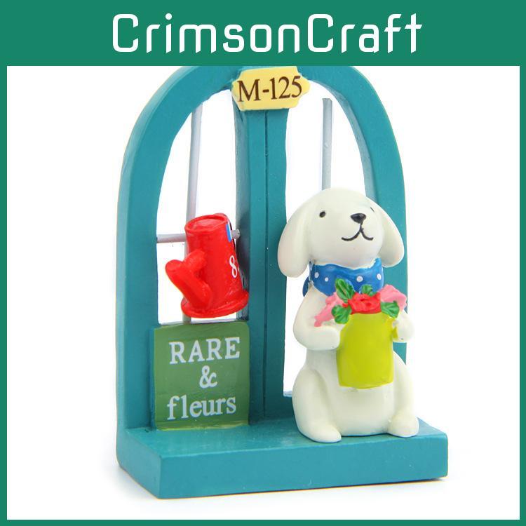 Cute Cartoon Windowsill Flower Puppy Scene Mini Model Ornament For Home And Events