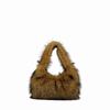  Autumn Winter New Faux Raccoon Fur Fluffy Handbag Women's Fashion Shoulder Bag Clutch Small Square Bag Soft Comfortable Versatile
