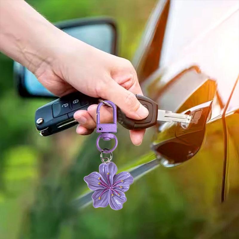 1PC Colorful Romantic Accessory Delicate Flower Sweet Keychain Giftable Backpack Stylish Cherry Blossom Cute 5.5x3cm