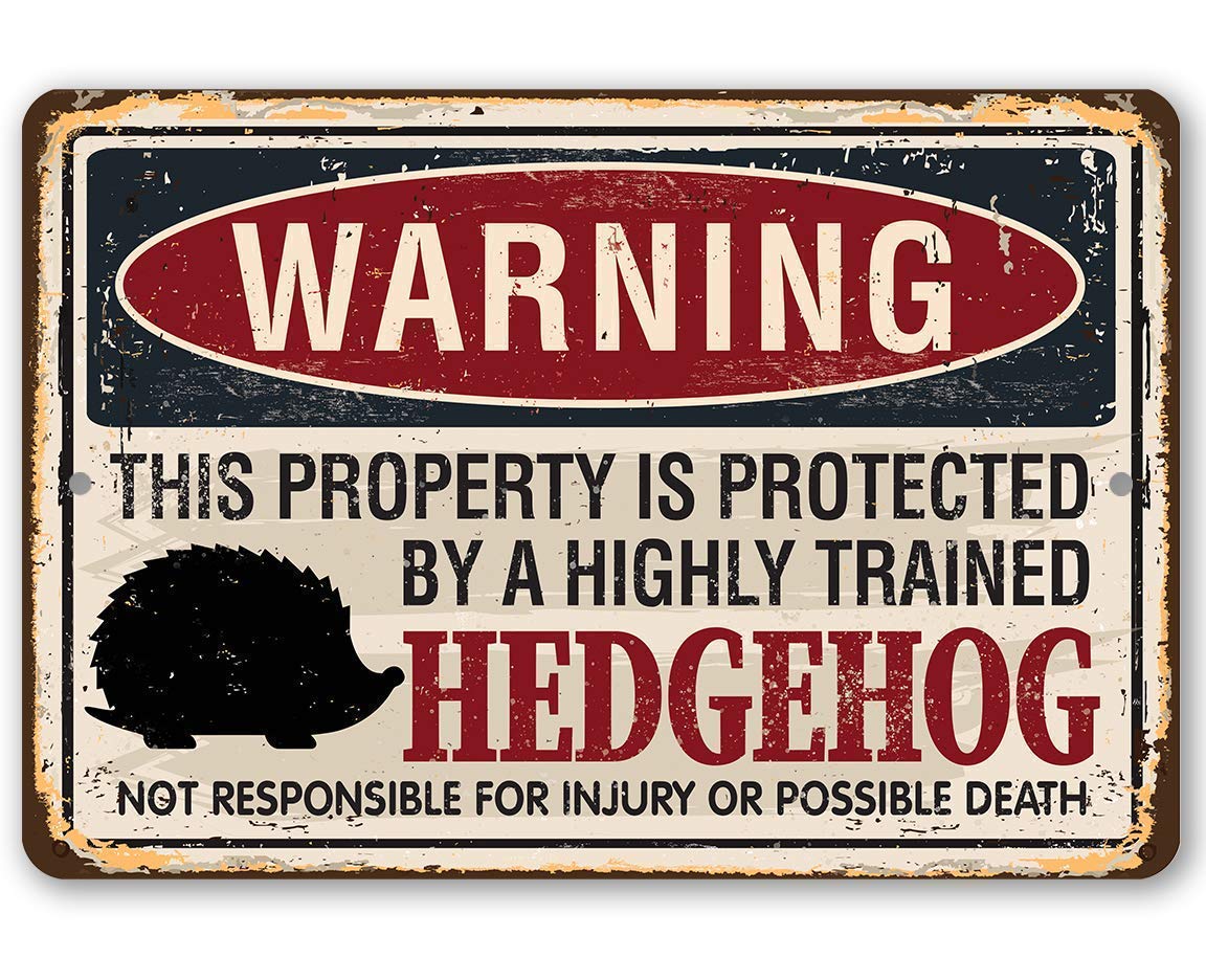

1wMetal Sign Warning Property Protected By Hedgehog Durable Metal Sign Use IndoorOutdoor Great Gift and Home Decor Und aluminum 20x30cm
