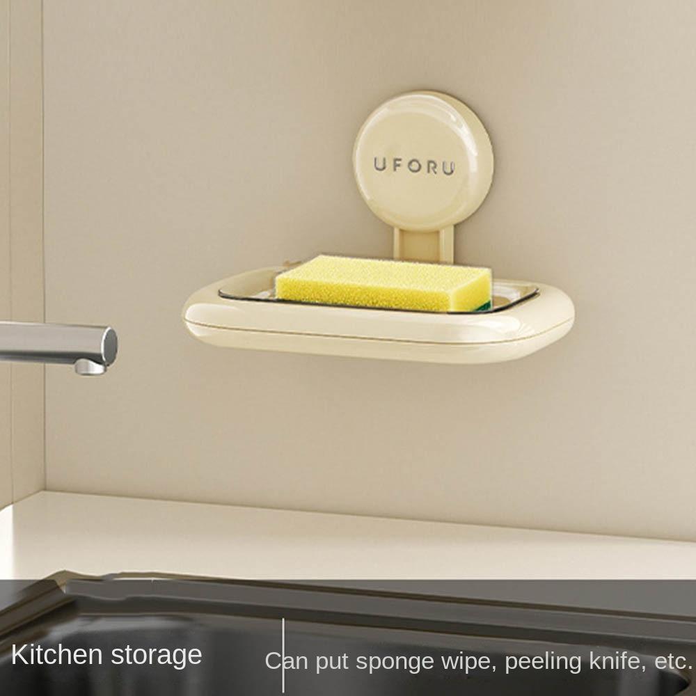 Drainage Suction Cup Soap Box Non perforated Wall Mounted Soap Dish Holder Reusable Anti -slip Soap Storage Tray Bathroom