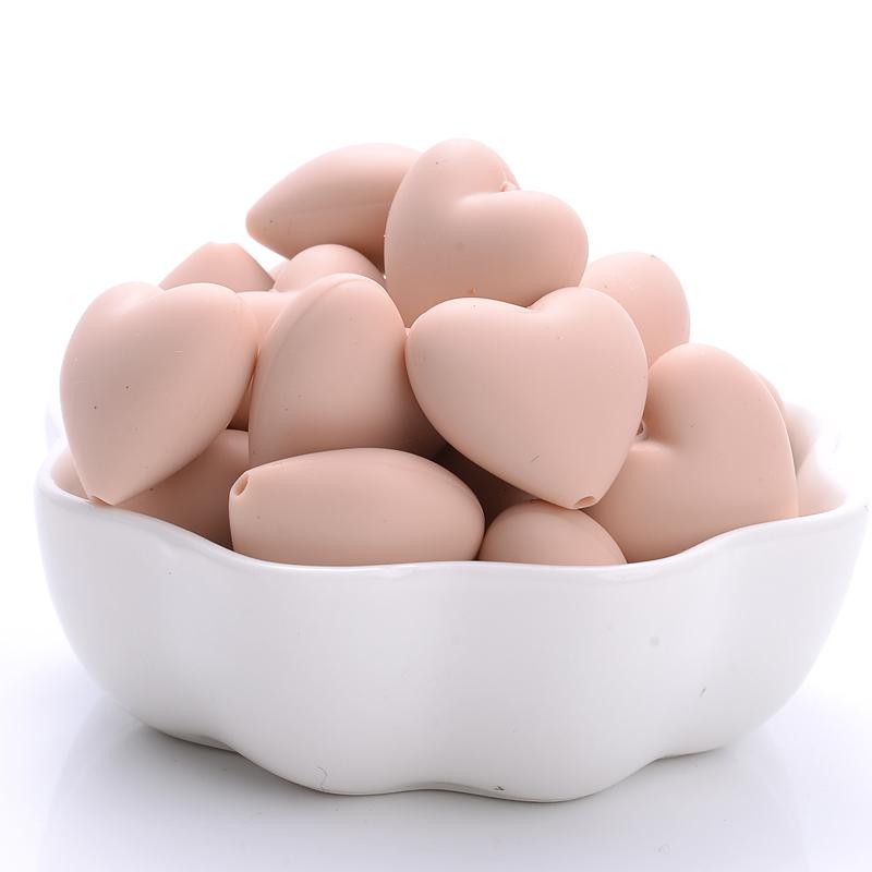 

20Pcs 18x20mm Peach Heart Silicone Beads Baby Teethers Eco-friendly BPA Free Teething Beads Necklace Pacifier Chain Accessories хаки