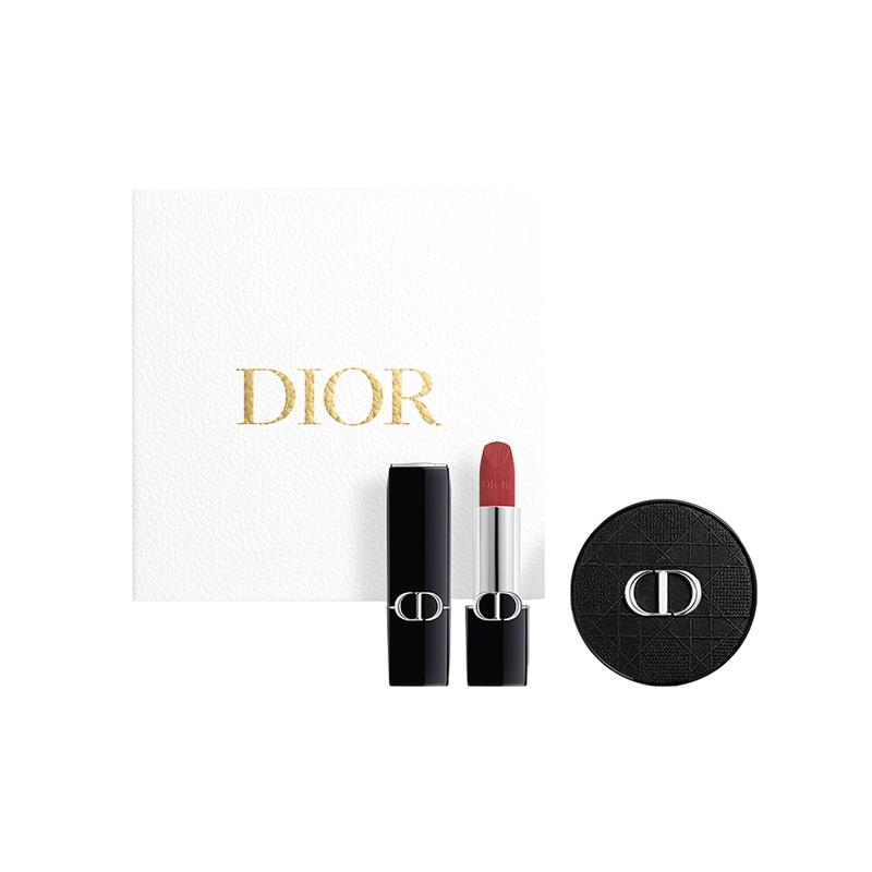 

DIOR Lipstick embroidered cannage pattern satin lock makeup cushion intense blue gold makeup set gift box gift bag version long-lasting natural fit синий