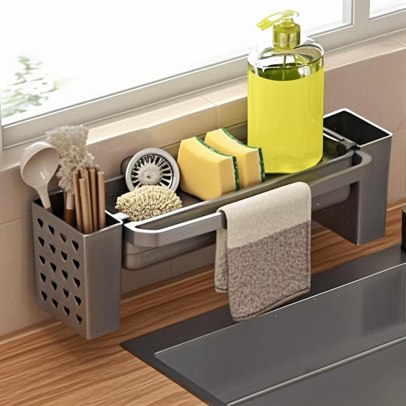 Sink Rack With Chopsticks Container Kitchen Sink Organizer Drain Rack Soap Dish Washing Sponge Rack Kitchen Sink Storage Rack