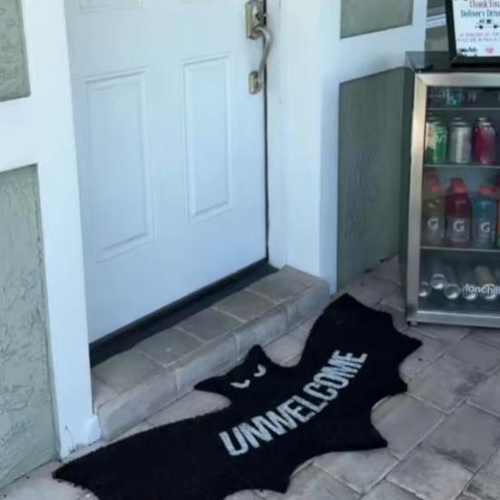 Halloween Welcome Doormat Absorbent Plush Floor Mat Unwelcome Bat Door Mat for Spooky Season Front Door Entrance Home Decor