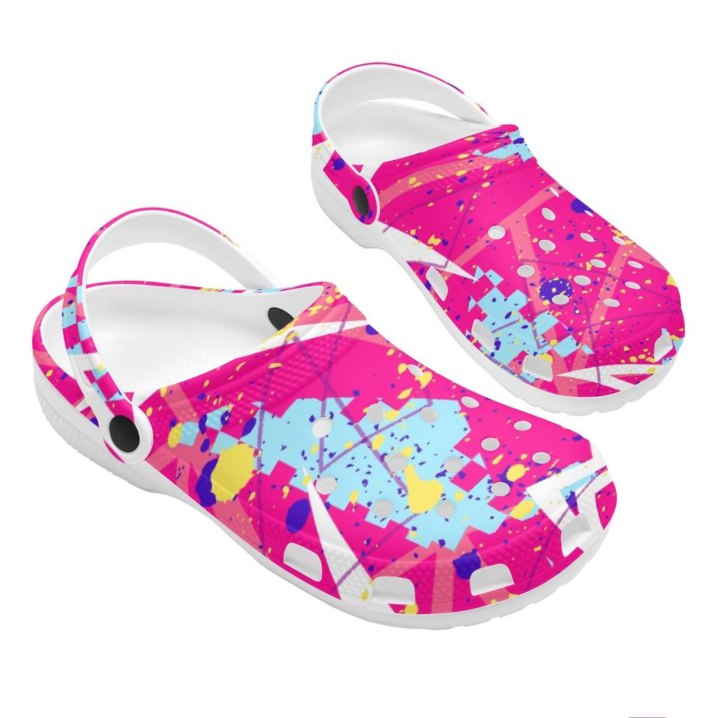 Women Men Printed EVA Garden Shoes Lightweight Breathable Slip On Clogs Beach Pool Bathroom Home Casual Slippers Outdoor Use