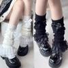 Ruffle Lace Woman Leg Warmers Cable Knit Socks Cute New Japanese Lolita Sweet Girl Foot Cover Calf Socks Boot Cuffs Slouch Socks