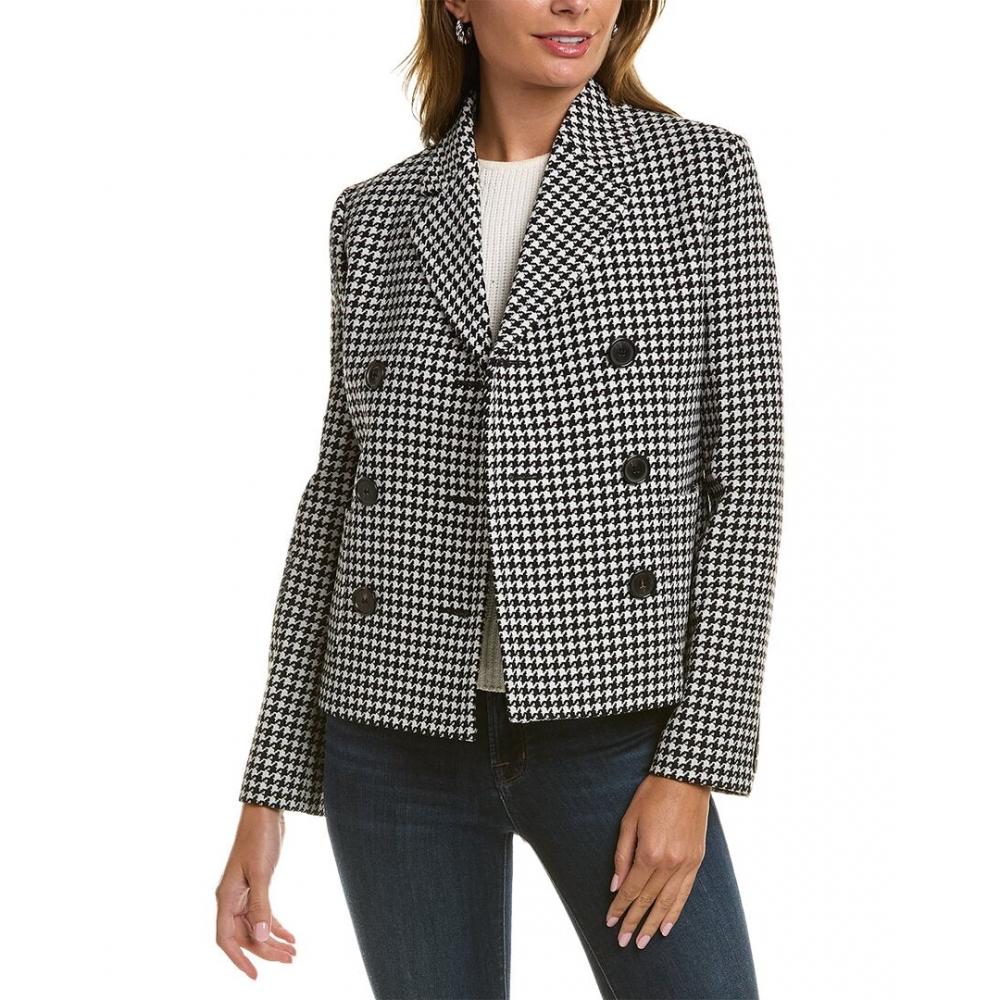 

Укороченная шерстяная куртка Michael Kors Collection Dogtooth черный