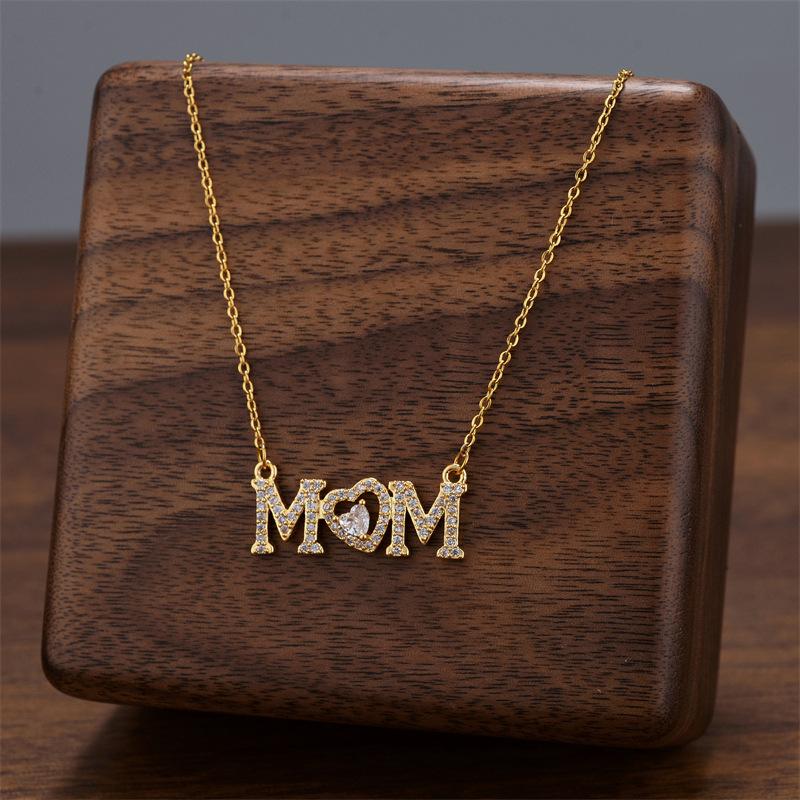 

ZAKOL Блестящая микропавированная цирконием подвеска-ожерелье с надписью MOM MAMA, романтическая любовь, подарок на День матери, день рождения, вечеринку, циркон